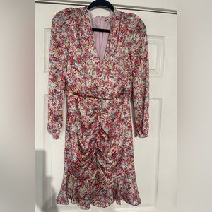 Dress Women 4 Floral Ruffle V-Neck 3/4 Sleeve Midi Dress